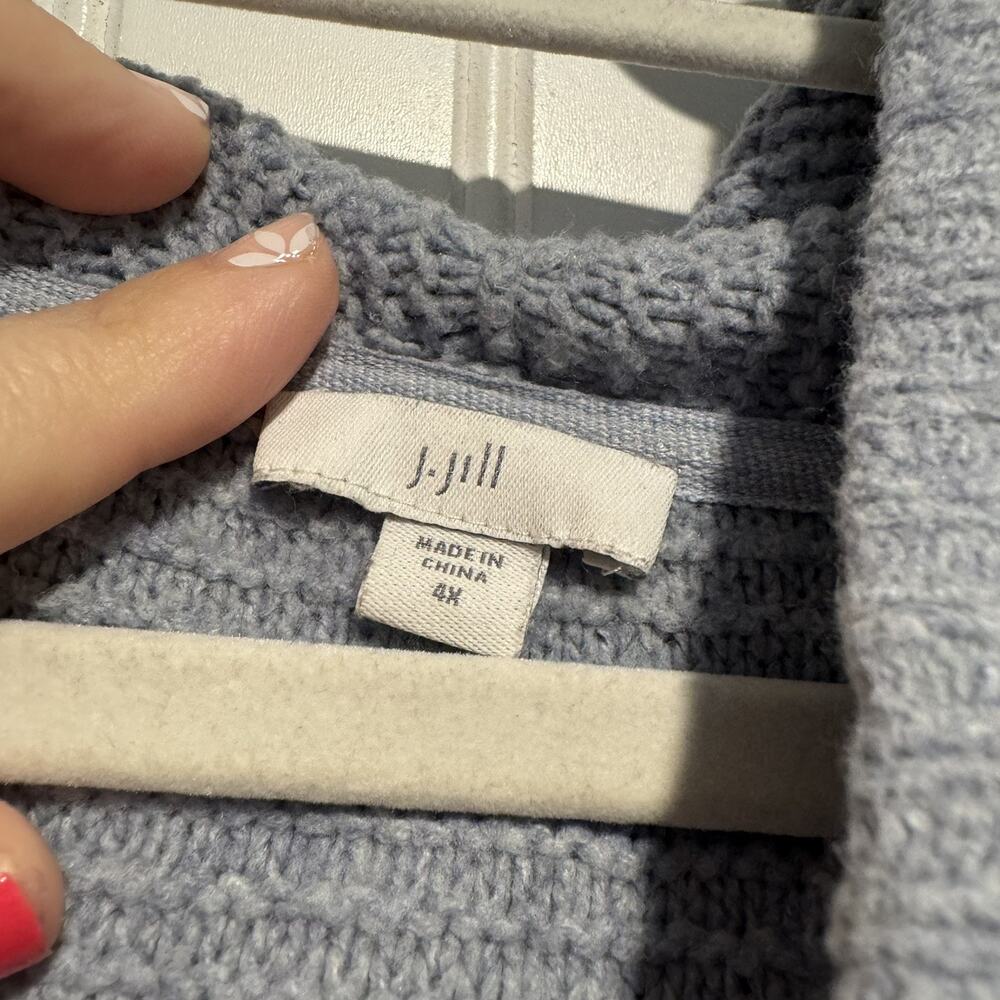 J Jill Striped Hooded Sweater Tunic Blue Gray Plus Size 4X - Picture 3 of 5